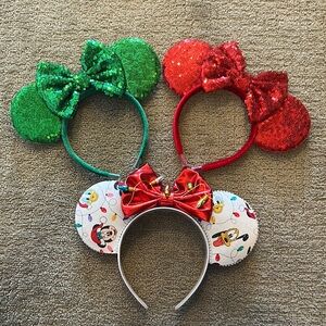 Disney Mickey Minnie Mouse Ears Christmas bundle